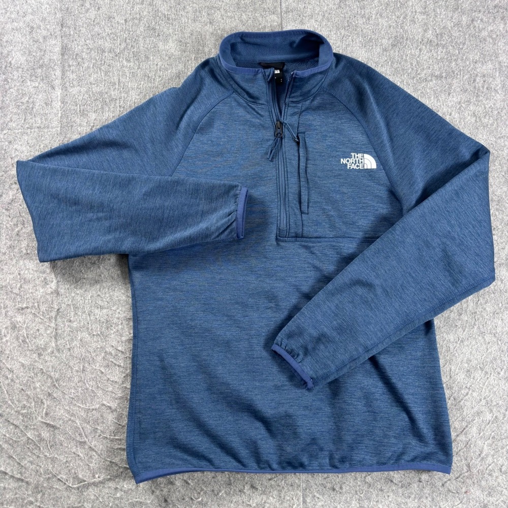 The North Face Mens Small Blue Heathered 1/2 Zip Fleece Pullover Jacket